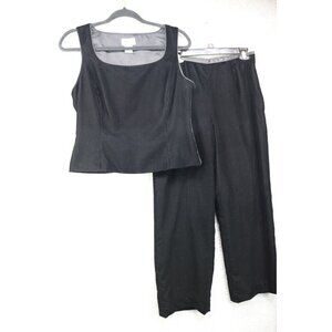 Loft by Ann Taylor Black Velvet Pant Suit-Size 10P-Goth-Witchy-Lined